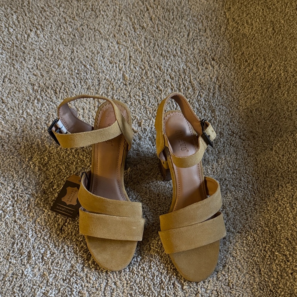 Crevo Mustard Suede Women's Heels